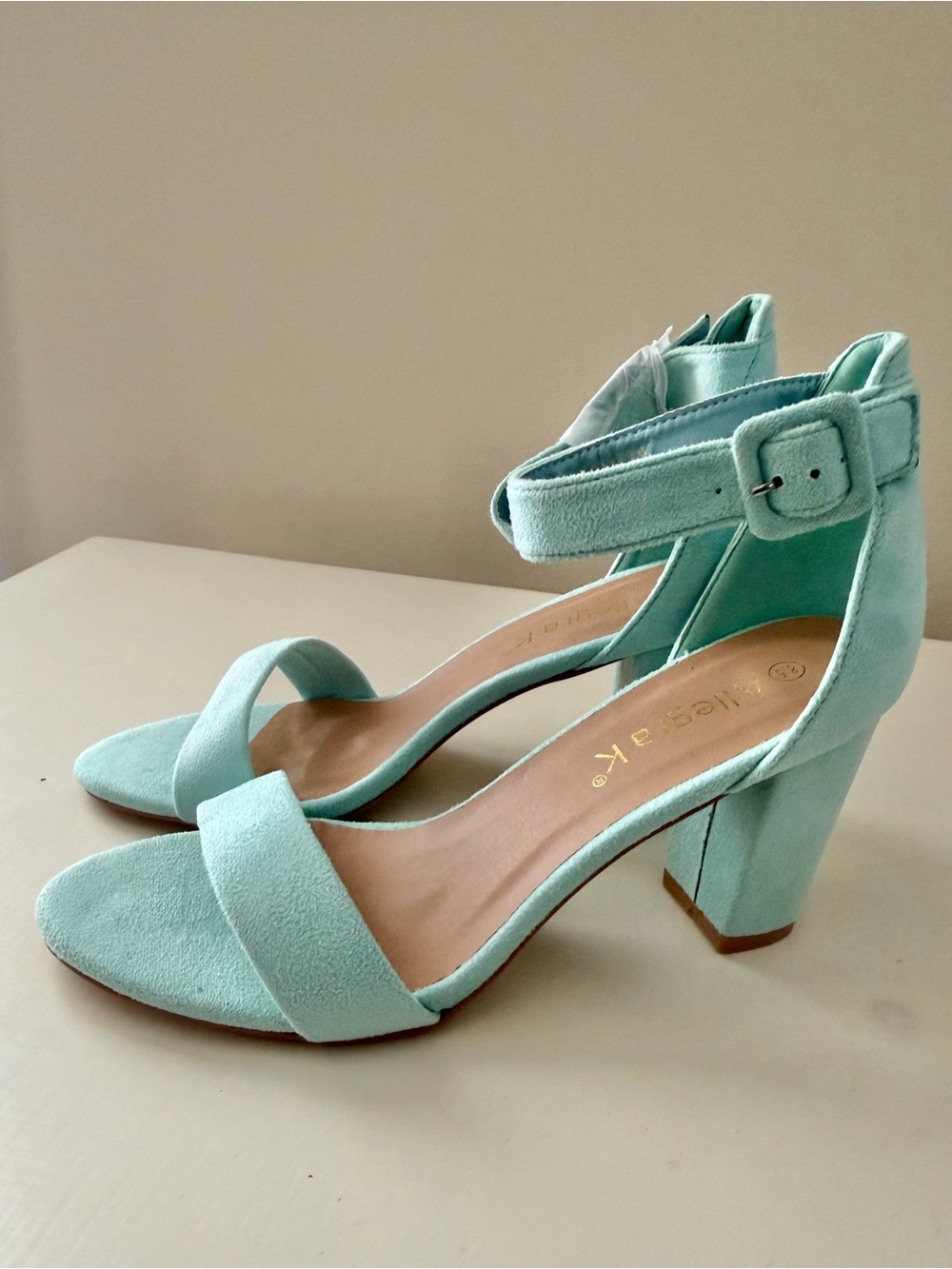 Allegra K Mint Green Ankle-Strap Heel Sandals